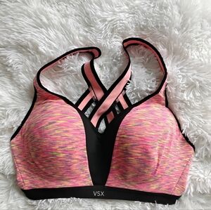 VSX Pink Multicolor Sports Bra - Supportive Strappy Workout Bra